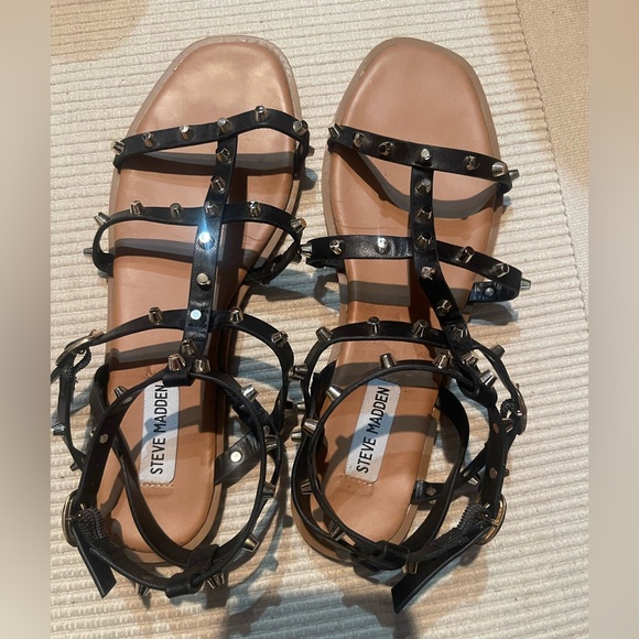 Steve Madden Black Studded Gladiator Sandals - Picture 3 of 4
